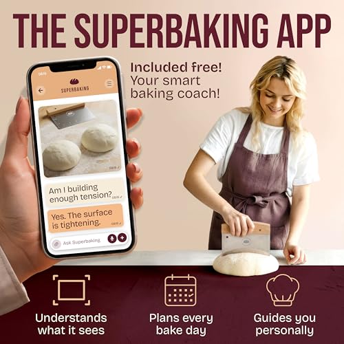 Superbaking 6-Inch Wooden Dough Scraper with Ruler - Versatile Baking Tool