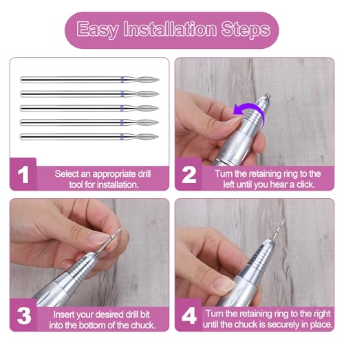 10PCS Diamond Flame Cuticle Drill Bits Set - 3/32 Inch for Nails
