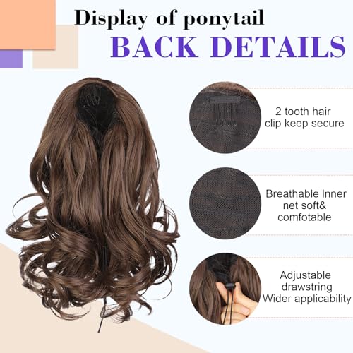 Short Ponytail Extension Brown Curly Wavy