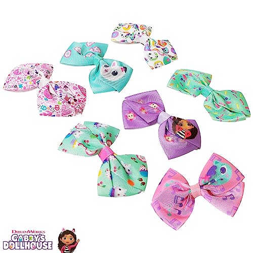 Gabby's Dollhouse Hair Bows Gift Set - 7 Pcs Non-Slip Clips for Girls