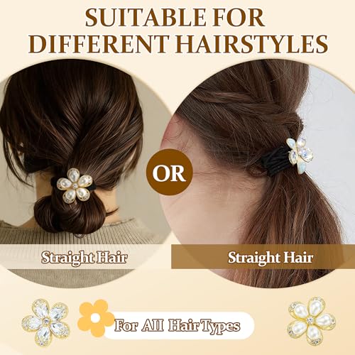 CWJCYTNSN 10 Pcs Flower Hair Cuff Ponytail Holders Black Elastic Hair Ties Kit