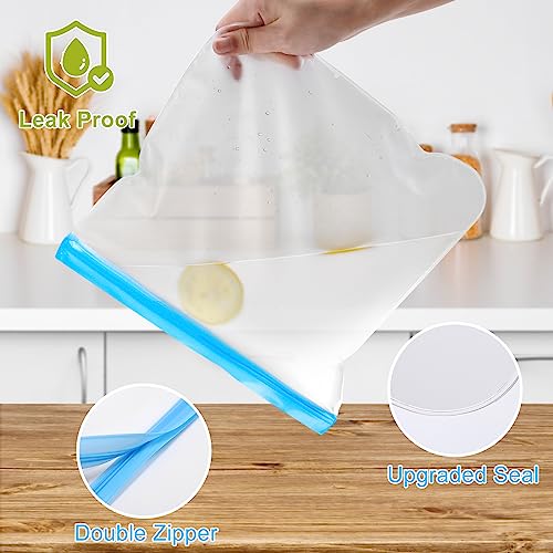 Lerine 10 Pack Reusable Freezer Bags - Dishwasher Safe, BPA-Free