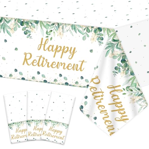 Sage Green Retirement Party Tablecloths - 3 Pack, 107 x 54 Inch