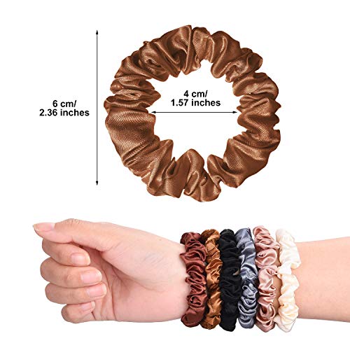 Colorful Satin Small Scrunchies Hair Ties - Set of 30, Mini Skinny Ponytail Holders