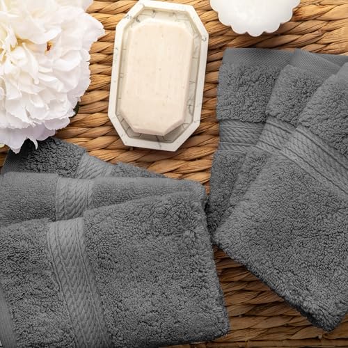 Superior Egyptian Cotton Face Towel Set of 6 - Charcoal