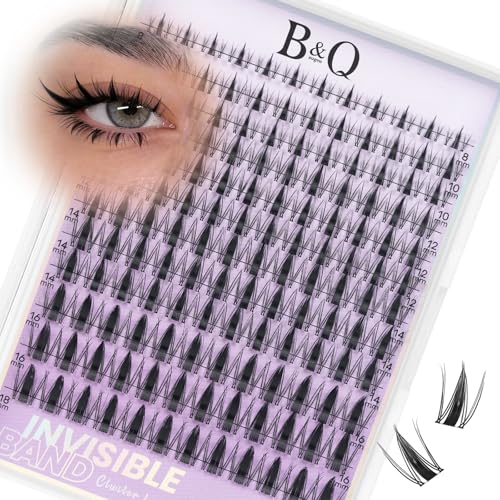B&Q Fairy Lash Clusters - DIY Lash Extension at Home Beginner-Friendly Manga Lashes, 144pcs Eyelash Clusters with 0.3mm Invisible Band & Waterproof, Salon Look for Daily Work & Parties £¨Fairy 8-18mm£©