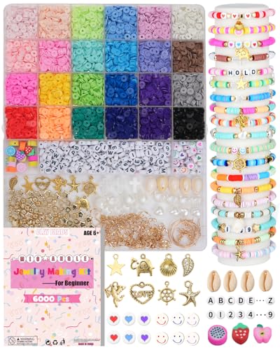 Mio Angle 6,000-Piece Clay Beads Bracelet Kit – 24 Colors with Charms & Letters