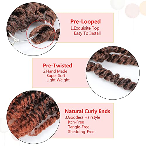 Fulcrum Passion Twist Crochet Hair, 10 Inch Pre-Looped Synthetic Hair (T350#)