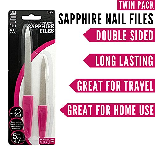 Swissco Elite Pink Twin Pack Nail Files - Travel & Home Use, 5 & 7 Inch