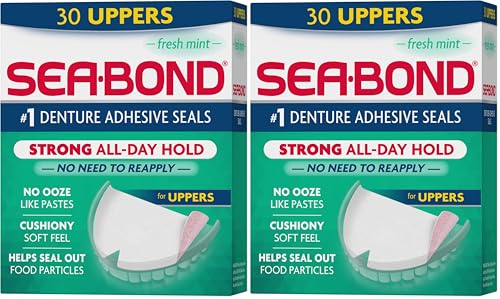 Sea-Bond Denture Adhesive Seals, Zinc-Free Fresh Mint, 60-Count Pack