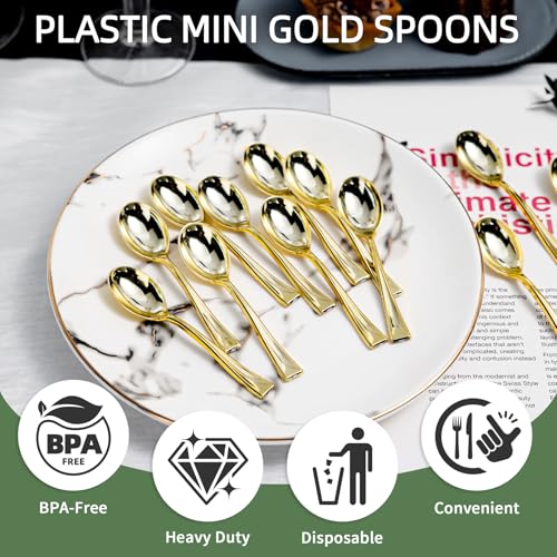 120PCS Gold Mini Disposable Spoons - 4 Inch Tasting Utensils