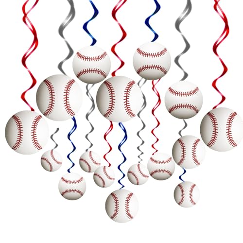 42 Pcs Baseball Hanging Swirls Decorations for Parties