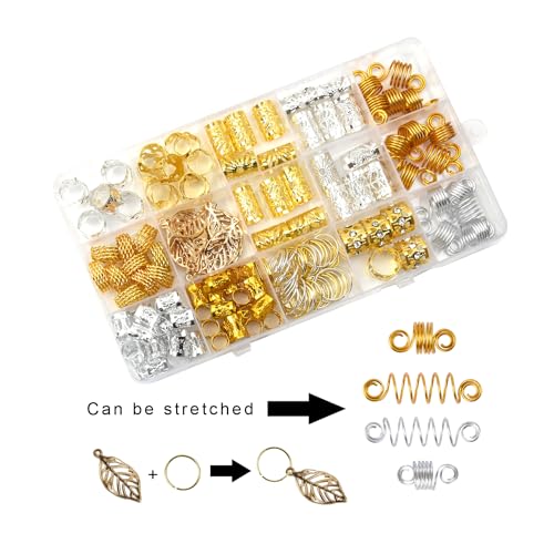 YANTAISIYU 170 Pcs Hair Jewelry for Braids - Gold & Silver Dreadlock Accessories