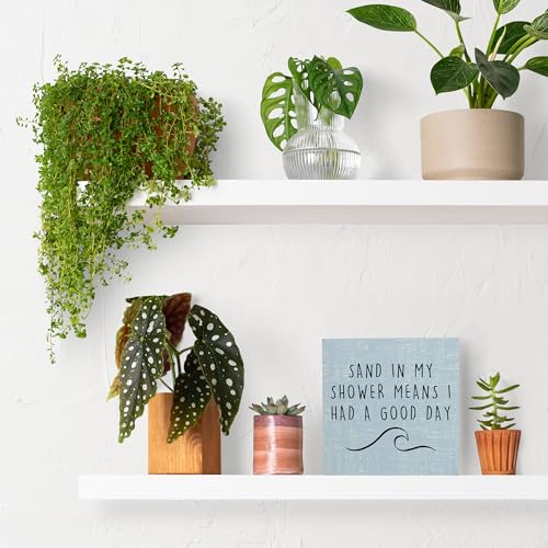 Wooden Box Sign - Beach Theme Bathroom Decor - 5"x5"