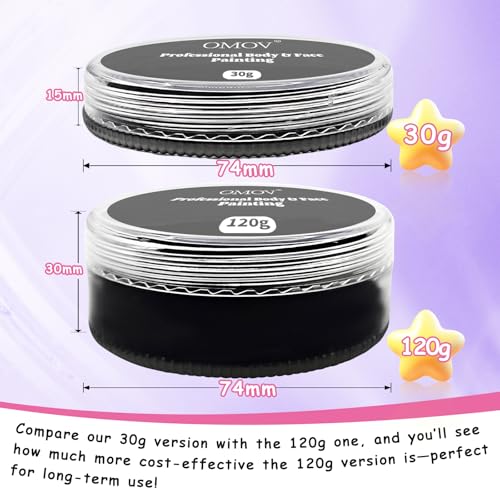OMOV Black Face Paint Palette - 120g Non-Toxic, Water-Activated for SFX Makeup