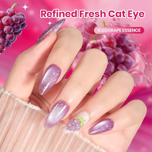 Beetles Iced Grape Essence Purple Cat Eye Gel Nail Polish 9ML - Speed Cure, Long Lasting