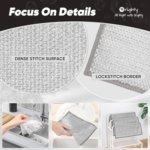 Orighty Non-Scratch Wire Dish Cloths - 48 Pack, 7"x8" Kitchen Cleaning Rags