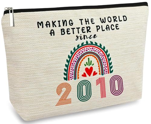 DMZIY Rainbow2010 Sweet 16 Makeup Bag for Girls - 16th Birthday Gift for Daughter & Niece