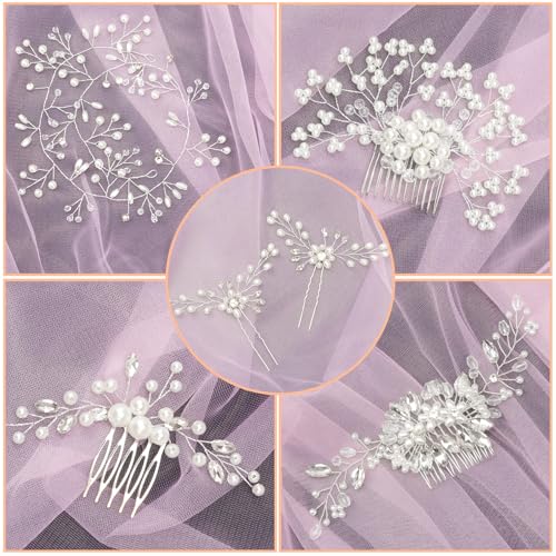 36-Piece Bridal Hair Accessories Set with Pearl and Rhinestone Hair Pins