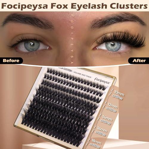 Focipeysa DIY Lash Extension Kit with 200 Cluster Lashes, Bond & Remover