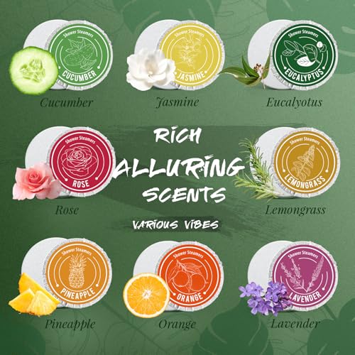 BYART Green Aromatherapy Shower Steamers with 8% Essential Oils — Relaxing Bath & Air Freshener