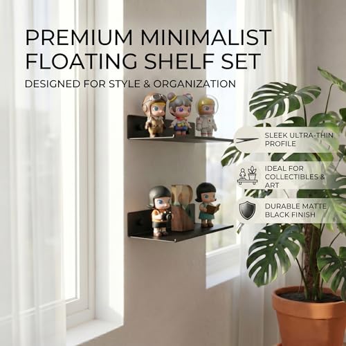 Z metnal 10-Inch Matt Black Floating Shelf - Durable Aluminum Wall Mount