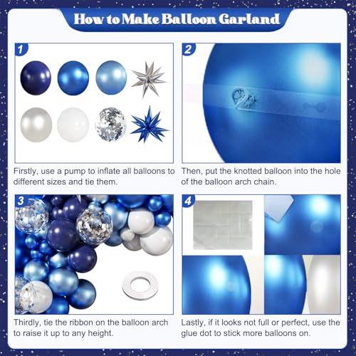 Blue Silver Balloon Garland Arch Kit - 140Pcs for Celebrations