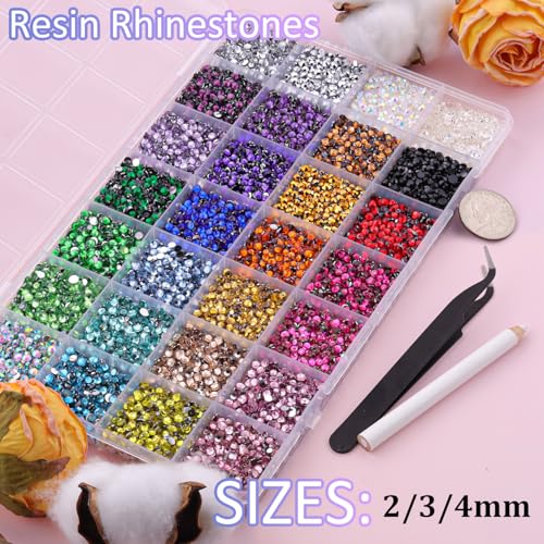 30,000 Multicolor Resin Rhinestones with B7000 Glue for Crafts