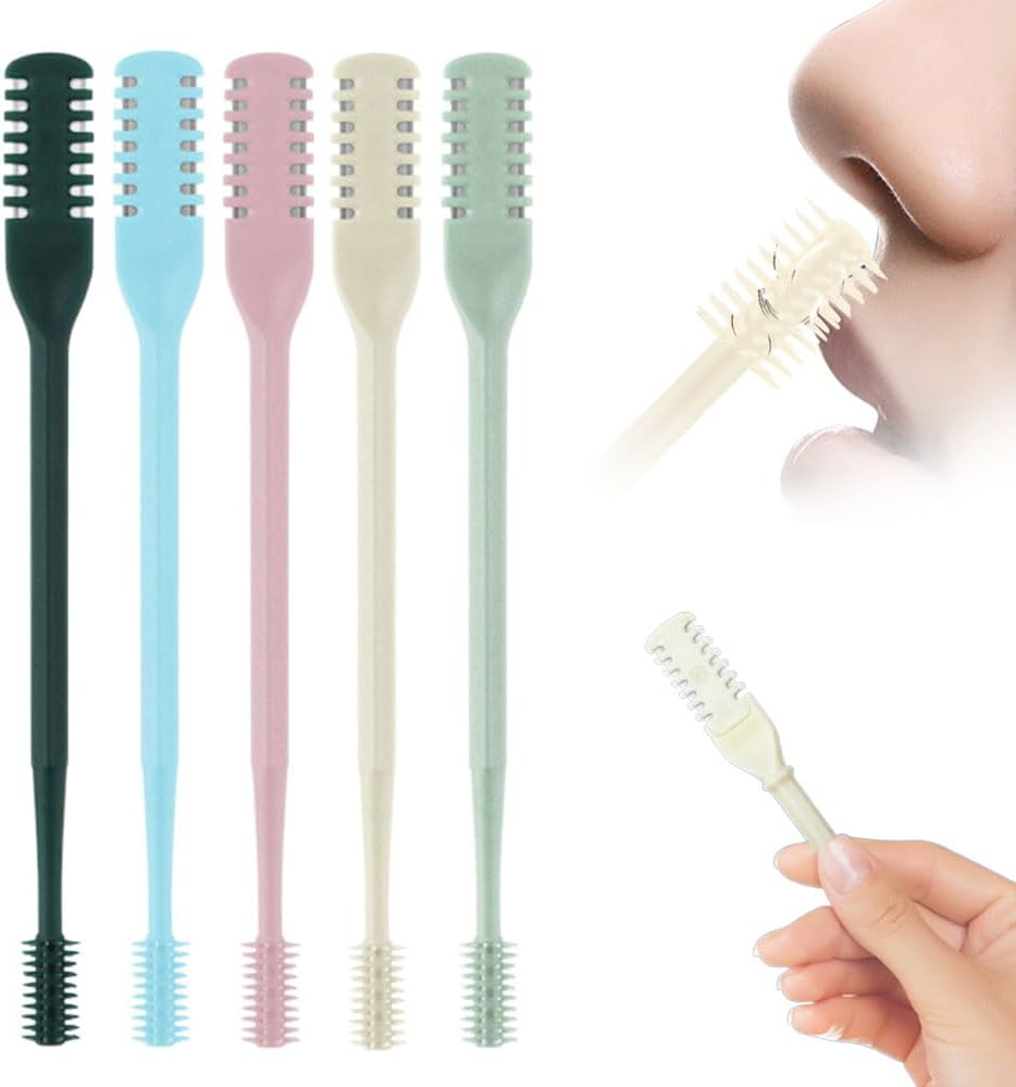 Nasal Hair Cutter - 2-in-1 Double-Sided Nose Hair Trimmer for Men & Women | 360° Rotating Portable Nostril Hair Remover (5 PCS)