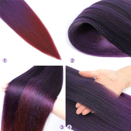 FAYETA 28 Inch Ombre Braiding Hair - Pack of 8 (1B/Purple/Bug)