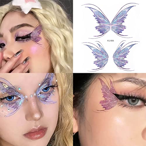 Uranian Sparkling Butterfly Temporary Tattoos 6 Sheets Glitter Face Body Stickers