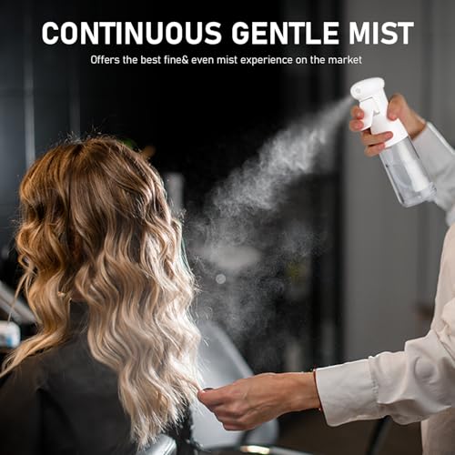 Bealee Black & White Continuous Fine Mist Spray Bottles for Hair & Household 2 Pack 6.8 Oz