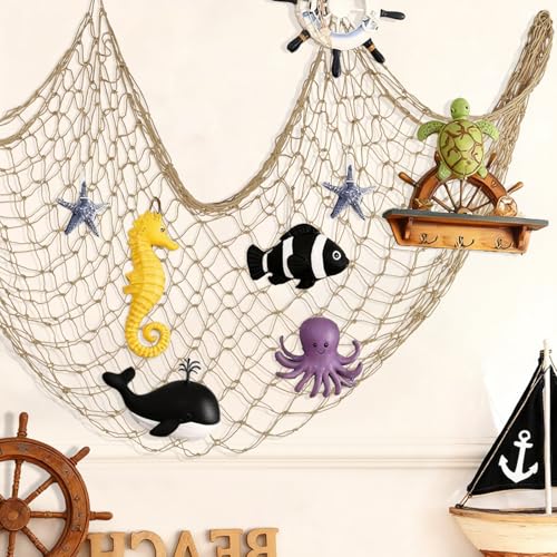 ZUEXT Decorative Fishing Net - 80x40 Inch Cotton Wall Decor (2 Pack)