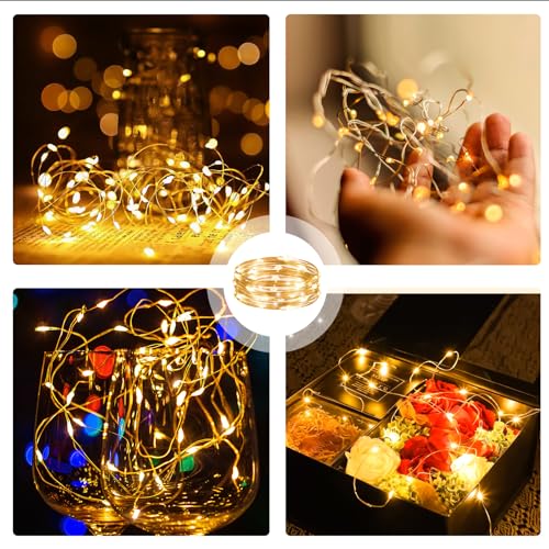 6PCS Battery Powered Fairy Lights with Remote - 20LEDs, 8 Modes, Timer, Warm White