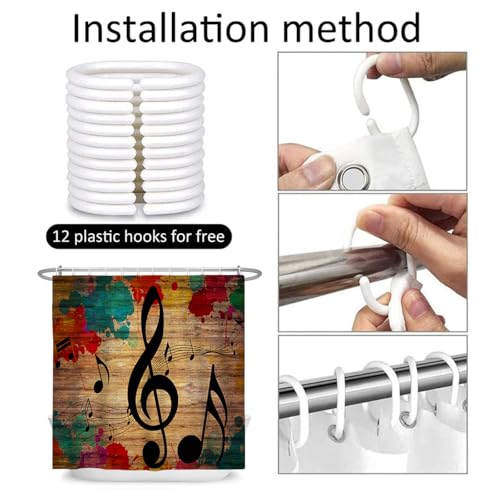 Colorful Musical Notes Shower Curtain - 36x72 Water Repellent Decor