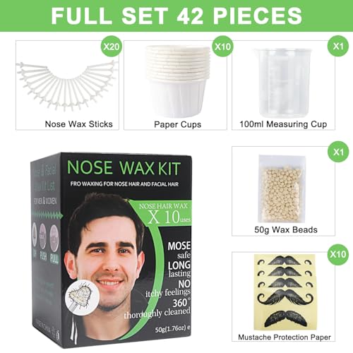 Nose and Ear Hair Waxing Kit for Men & Women - 50g Wax Beads