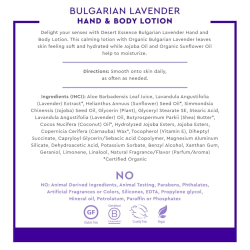 Desert Essence Bulgarian Lavender Hand and Body Lotion - 8 fl oz