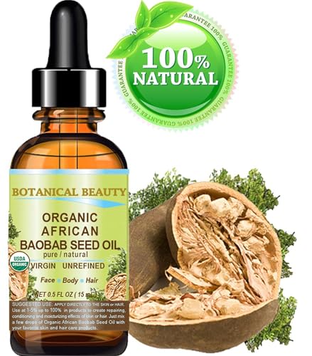 Organic Baobab Seed Oil - 100% Pure Cold-Pressed Skin & Hair Moisturizer, 15ml