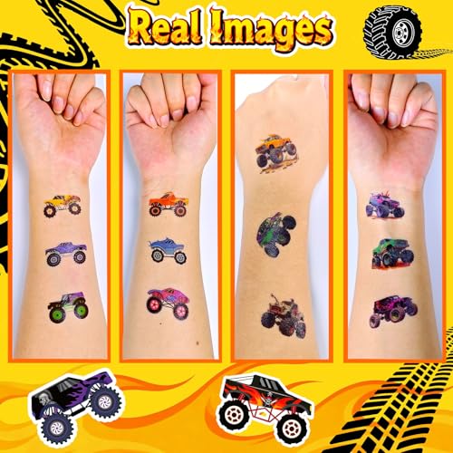 120 PCS Monster Truck Temporary Tattoos for Kids - Fun Party Favors