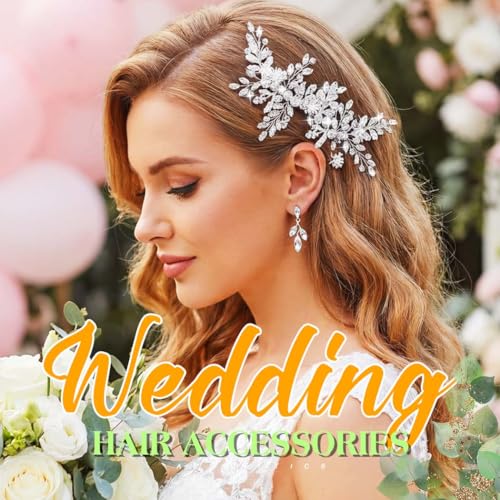 JEAIRTS Silver Rhinestone Bridal Hair Comb A-Silver Wedding Hair Accessory