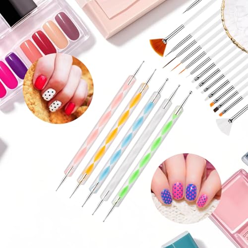22-Piece Professional Nail Art Brush Set with Resin Palette