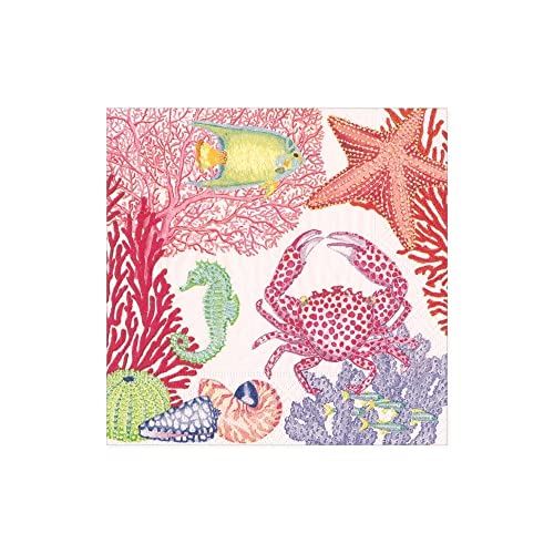 Caspari Under the Sea Triple-Ply Cocktail Napkins - 20 Pack