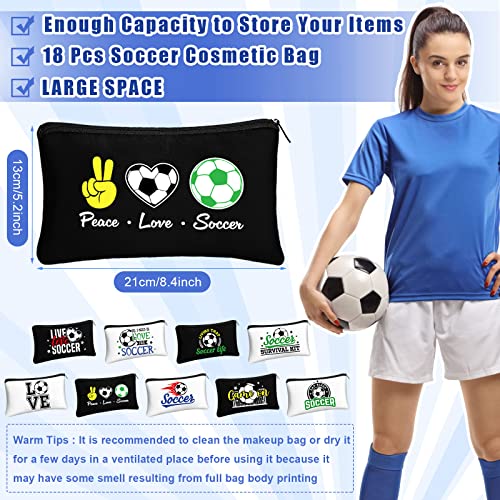 Sweetude Classic Soccer Themed Makeup Bag Set - 18 Pcs Travel Accessories