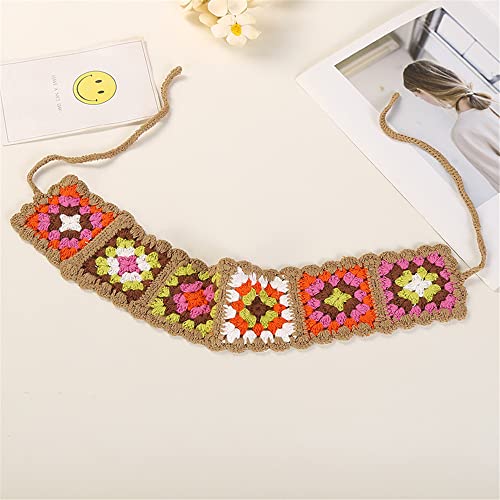 QTMY 3-Pack Crochet Headbands for Women Girls - Boho Floral Hair Wraps, Elastic & Comfortable