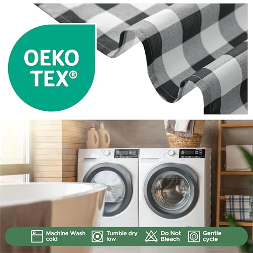 Farmhouse Black & White Shower Curtain - 72"x72" Gingham Plaid