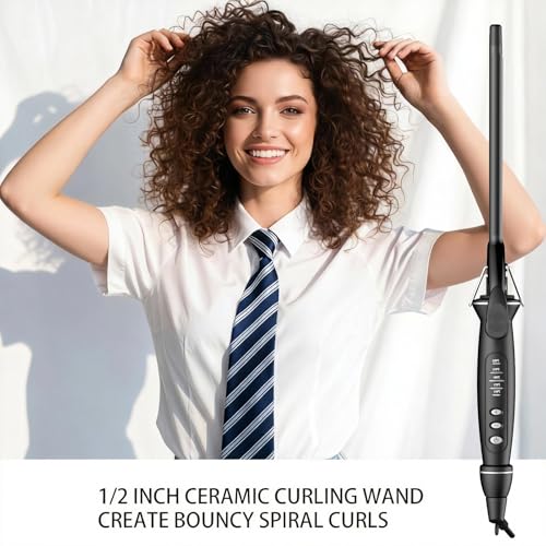 SAOSA 1/2 Inch Thin Curling Wand, Extra-Long Ceramic Hair Iron for Ringlets