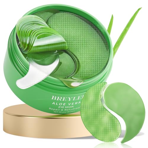BREYLEE Green Aloe Vera Eye Masks - 60 Pcs for Dark Circles & Wrinkles