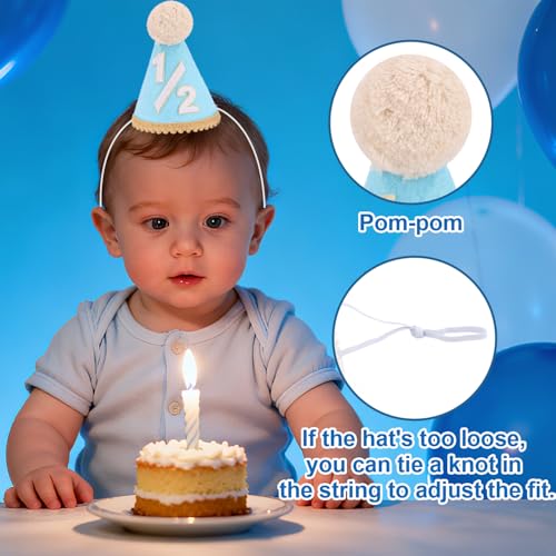Atoden 1/2 Birthday Hat & High Chair Banner for 6 Months