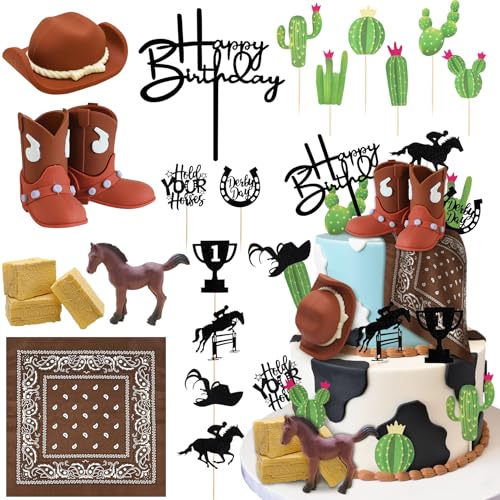 21-Piece Cowboy Cake Decorations Set for Birthday & Baby Showers