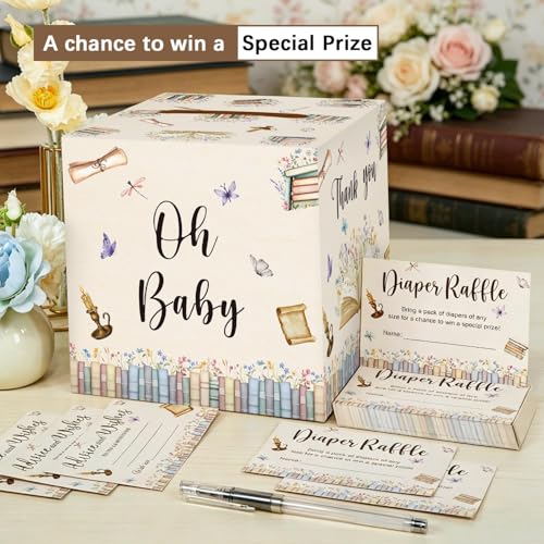 Storybook Baby Shower Diaper Raffle Box with 50 Tickets